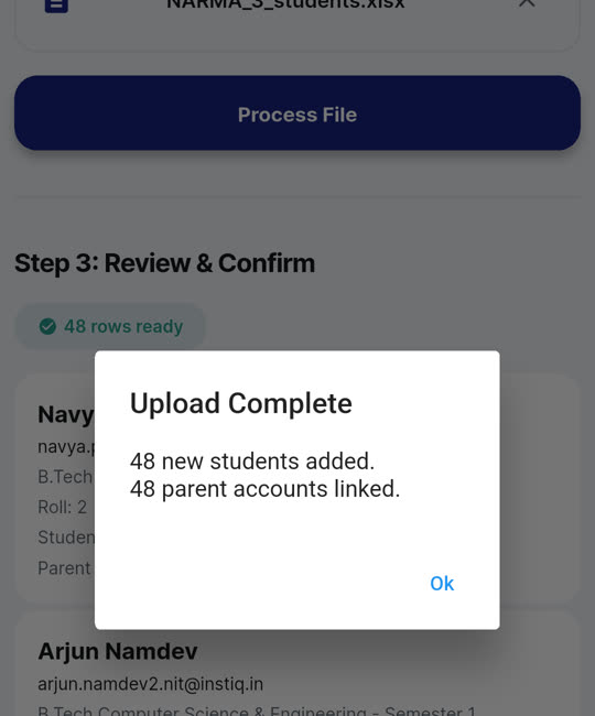 Excel bulk upload