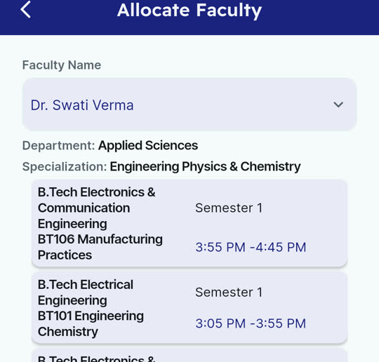 Faculty allocation