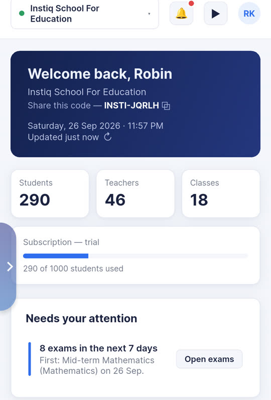 Principal dashboard