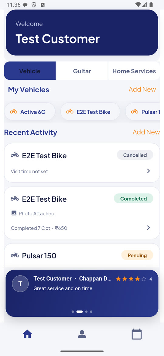 Customer home with vehicles and requests